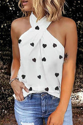 Fashion Street Print Split Joint Neckholder-Tops (7 Farben)